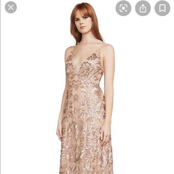 Bcbgmaxazria sequin backless rose gold gown Bcbgmaxazria sequin backless rose gold gown